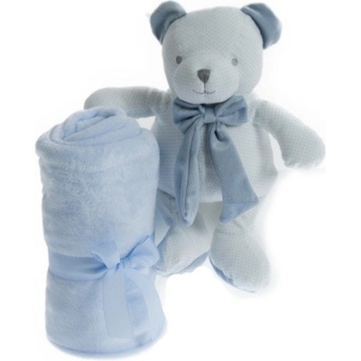 Gamberritos Бебешко одеяло Gamberritos - С играчка Мече, 80 х 110 сm, синьо (108811)