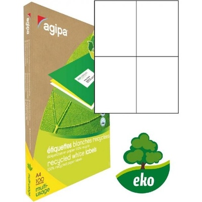 Etikety univerzálne recyklované 105x148,5mm Agipa A4 100 hárkov