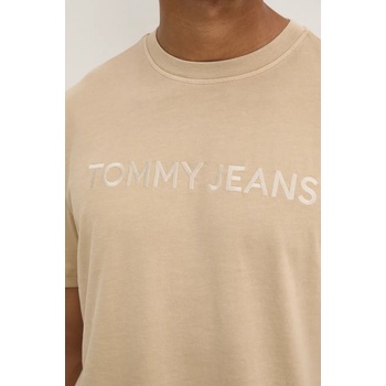 Tommy Jeans Памучна тениска Tommy Jeans в кафяво с апликация DM0DM20754 (DM0DM20754)