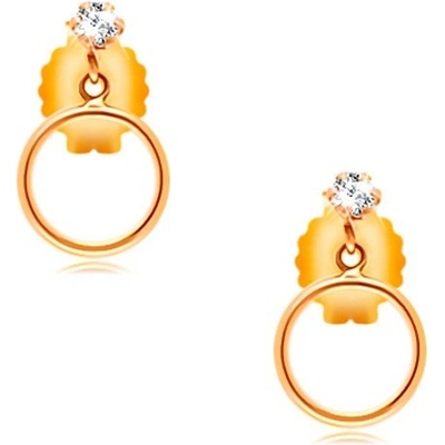 Šperky eshop ve žlutém zlatě kulatý čirý zirkon a tenký kroužek GG209.15