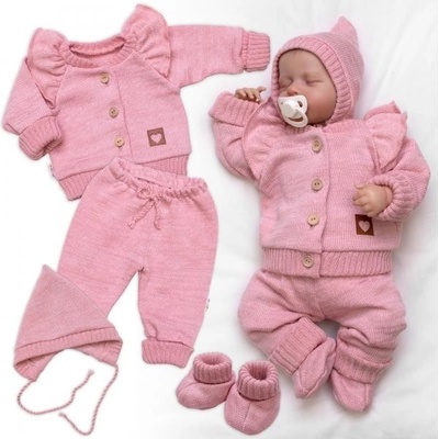 Baby Nellys Rostoucí pletená sada 4D Girl s volánkem Love, růžová – Zboží Dáma