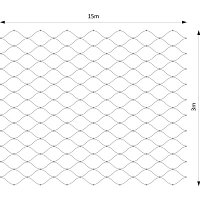Lanková sieť, 3 x 15 m, oko 40 x 40 mm, ø 2 mm, AISI 316