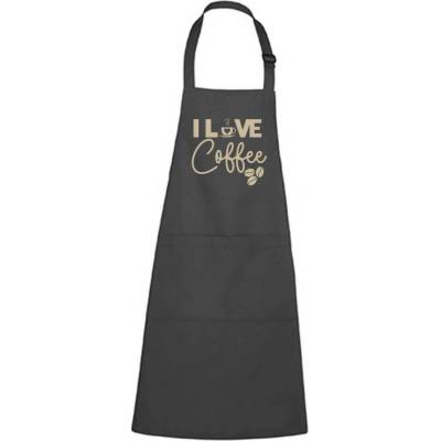 Dobrý Triko Zástěra s potiskem I love coffee Antracitová