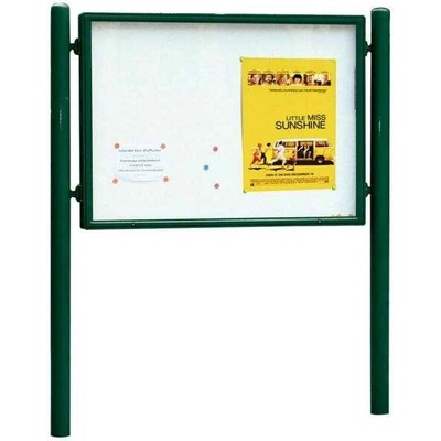 PROCITY Obojstranná vitrína Carrefour 1255x1700 mm, vrátane stĺpikov, zelená