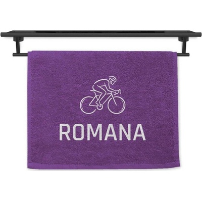 Povlečení Plus ručník se jménem na přání fialový 30 x 50 cm kolo silniční