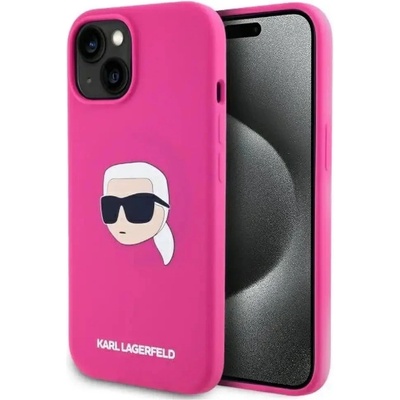 KARL LAGERFELD KLHMP15SSKHPPLF iPhone 15 6.1" fuchsia/fuschia твърд калъф Силиконов Karl Head Print MagSafe (3666339256982)