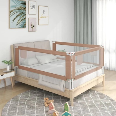 vidaXL Ограничител за бебешко легло, таупе, 160x25 см, плат (10221)