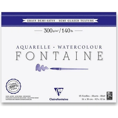 Clairefontaine Akvarelový blok Fontaine Semi Glazed 24 x 30 cm 25 listov 300 g