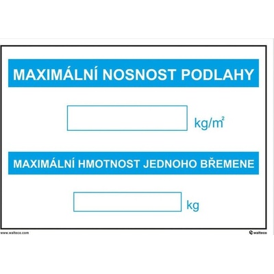 Tabulka Max. nosnost podlahy