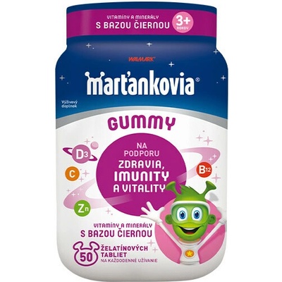 Walmark Marťankovia Gummy Vitamíny s Bazou čiernou jablko a čierna ríbezľa 50 želatínových tabliet