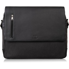 Paolo Peruzzi Pánska taška na notebook z pravej kože a plátna AY-02-BL | čierna AY-02-BL
