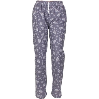 Дамско поларено долнище на пижама в сиво с листа