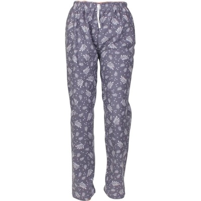 Дамско поларено долнище на пижама в сиво с листа