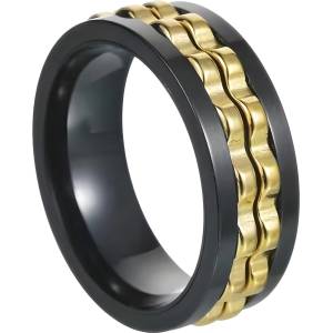 HARAHU Пръстен IK-32052 - Черен / Златен / 57mm KP32052