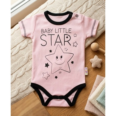 Baby Nellys Body krátky rukáv Baby Little Star ružové