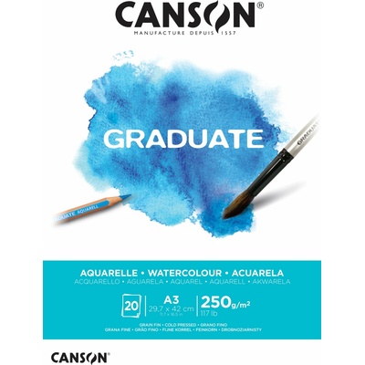 Canson Graduate akvarelový blok CP 250 g/m² 20 listov A3 lepený
