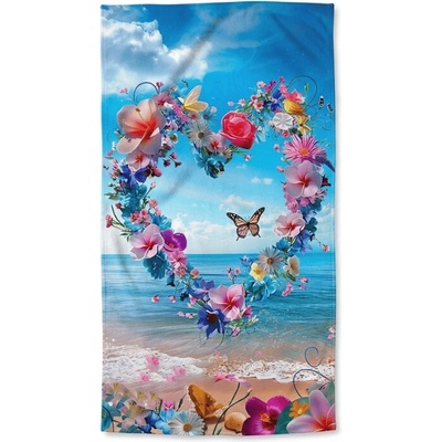 Textilomanie plážová osuška FLOWER LOVE farebná 70 x 140 cm