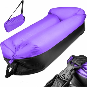RelaxPRO 6655-2 Nafukovací pohovka Lazy Bag sedací vak 185x70 cm do 180 kg černo-fialová