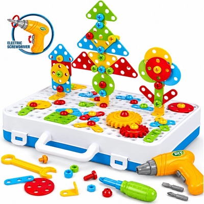 EmonaMall Детски конструктор 3D мозайка с винтоверт (207 части) EmonaMall - Код W5785 (W5785-200843646-2002008436469)