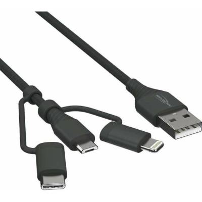 Ansmann 456846 USB-A - USB-C + microUSB + Lightning 1,2m černý