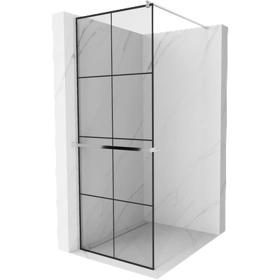 Mexen Kioto+ стенна душ кабина с рафт Walk-in 70 x 200 см, черна решетка, хромиран - 800-070-121-01-77 (800-070-121-01-77)