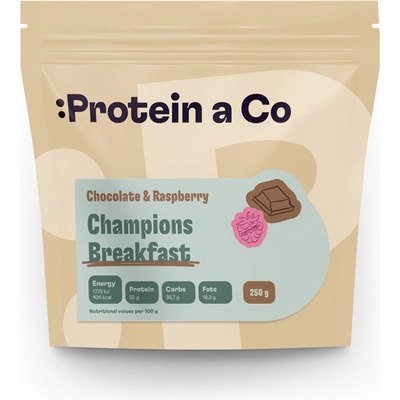 Protein a Co Champions Breakfast - snídaňová směs Chocolate & Raspberry 250 g