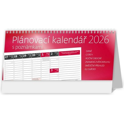 Plánovací s poznámkami stolní 2026