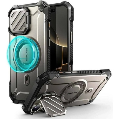 i-Blason Калъф за Apple iPhone 16 Pro, хибриден (термополиуретан и поликарбонат), i-Blason SUPCASE Unicorn Beetle XT MagSafe Case, удароустойчив, сив (KF2337593)
