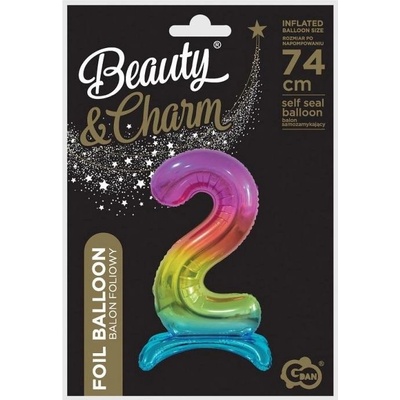 Godan Fóliový balón se stojanem číslo 2 duhová 74 cm