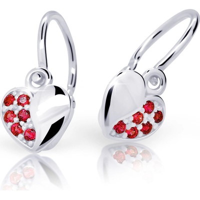 Zodiax zlaté dětské náušnice srdíčka s kamínky 1749 červená rubín bílá