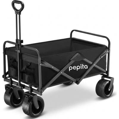 Pepita Сгъваема ръчна количка Pepita с XL колела и регулируема дръжка - черна (KF-GT03)