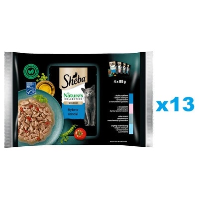 Sheba Nature’s Collection Rybí Smaki kousky s tuňákem lososem treskou a mořskými rybami v omáčce 52 x 85 g