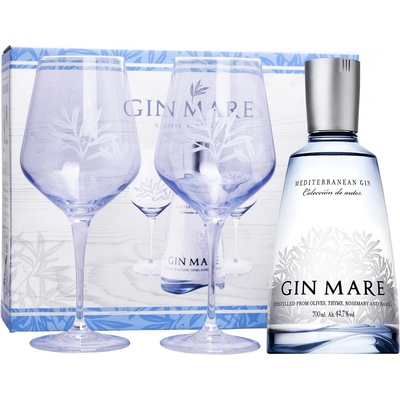 Gin Mare 42,7% 0,7 l (dárkové balení 2 sklenice)