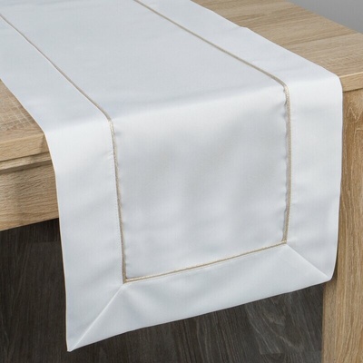 Takoy Běhoun na stůl bílý 40x140 cm KARIN zdobený lištou a jemnou zlatou paspulí v elegantním balení-HF-386430 | 40 x 140 cm