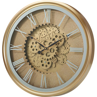 Home Styling Collection Zlaté nástenné hodiny s viditeľným otočným mechanizmom Vertex, priemer 50 cm