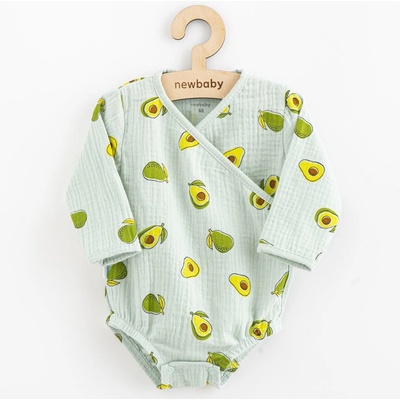 Dojčenské mušelínové body s bočným zaväzovaním New Baby Avocado