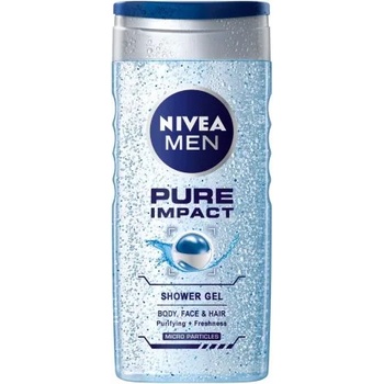 Nivea Men Pure Impact Shower Gel - Душ гел за мъже за лице, коса и тяло с ексфолиращи частици 250мл