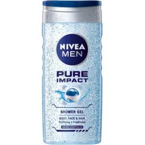 Nivea Men Pure Impact Shower Gel - Душ гел за мъже за лице, коса и тяло с ексфолиращи частици 250мл