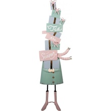 Kouzelná vánoční kovová dekorace – Postavička s věží dárků - 28*14*90 cm - Clayre & Eef