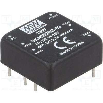 MEAN WELL SKMW20G-03 Měnič: DC/DC; 20W; Uvst: 18÷75VDC; Uvýst: 3,3VDC; Ivýst: 0÷4500mA