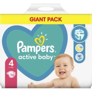 Pampers Active Baby Size 4 еднократни пелени 9-14 kg 76 бр