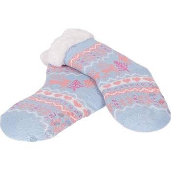 Image 1 of Детски пухкави чорапи в светлосиньо с коледен десен