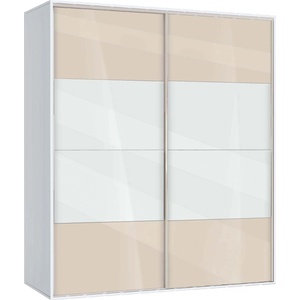 Bogdan Furniture G Двукрилен гардероб с плъзгащи врати Мебели Богдан Модел bm-ava 5, крем гланц с бяло - bogdanmebel