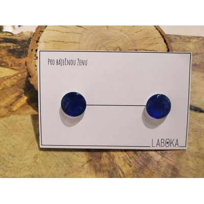 Laboka skleněné náušnice pecky tmavě modré 0001292