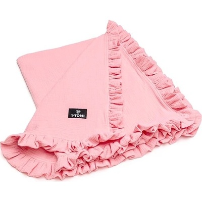 T TOMI Mušelínová deka s volánikom pink