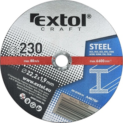 EXTOL CRAFT kotouče řezné na kov, 5ks, 230x1,9x22,2mm, 106950
