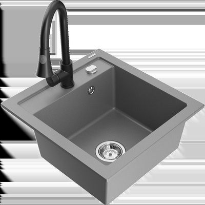 Vito гранитна мивка с 1 корито с кухненски смесител Elia, сив - 6503-71-670101-70 (6503-71-670101-70)