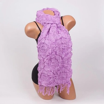 Image 1 of Ефектен шал в лилаво с цветя