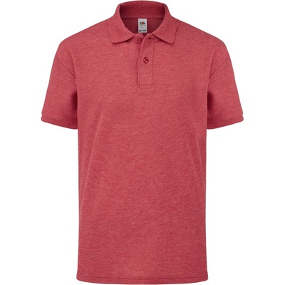 Fruit of the Loom KIDS 65/35 POLO / Детска поло тениска с къс ръкав - червен меланж 128 (163417u47a5)