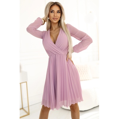 Numoco Плисирана рокля с дълъг ръкав в цвят пудра 313-16nmc-2479 - Пудра, размер s